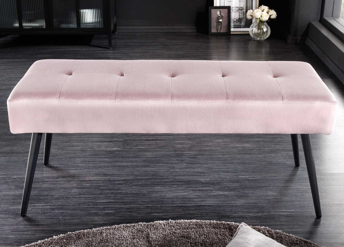 Banc d'entrée en velours rose 100 cm
