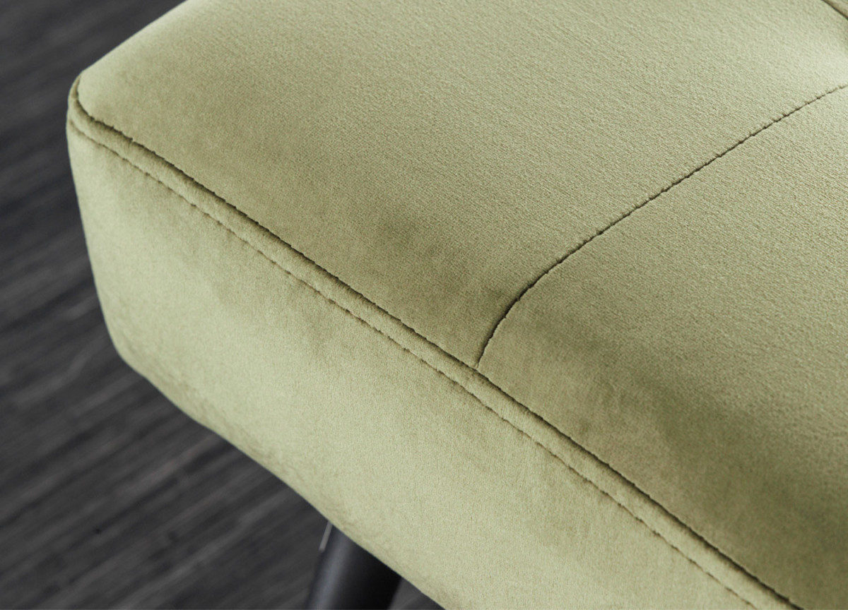 Banc de couloir vert olive et métal noir