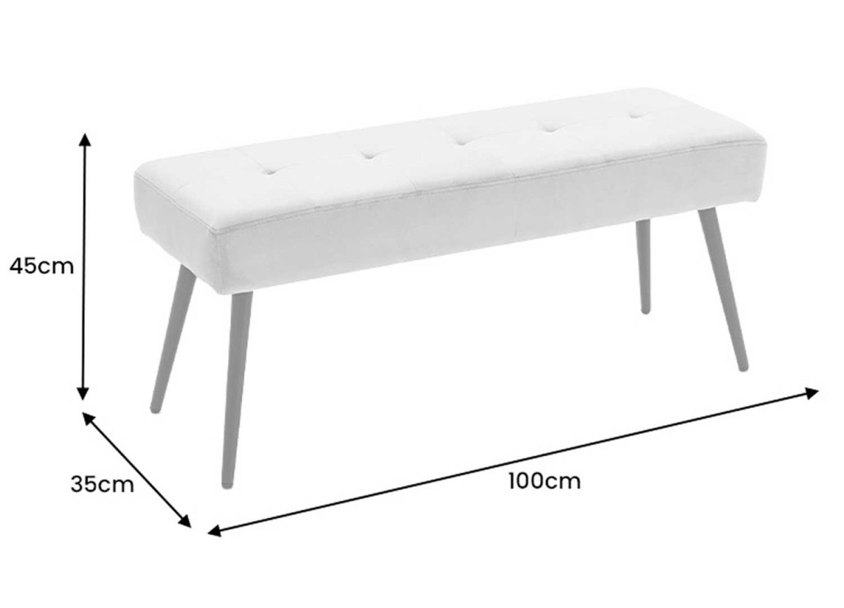 Banc 100 cm velours champagne et métal noir