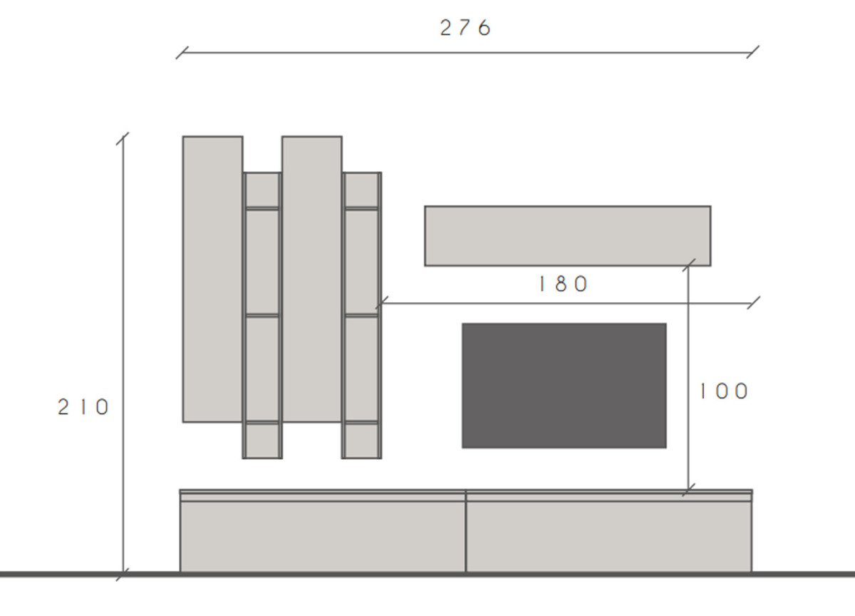 Composition tv avec rangements muraux