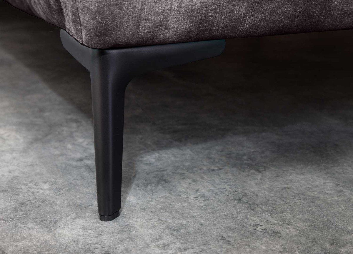 Lit 2 places en velours gris foncé et métal noir