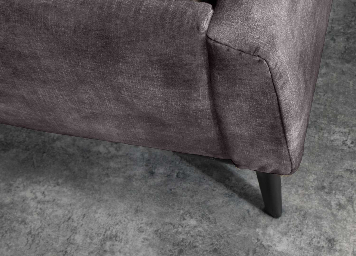 Lit 2 places en velours gris foncé et métal noir