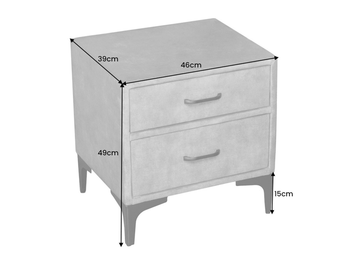 Table de nuit en velours bleu pétrole