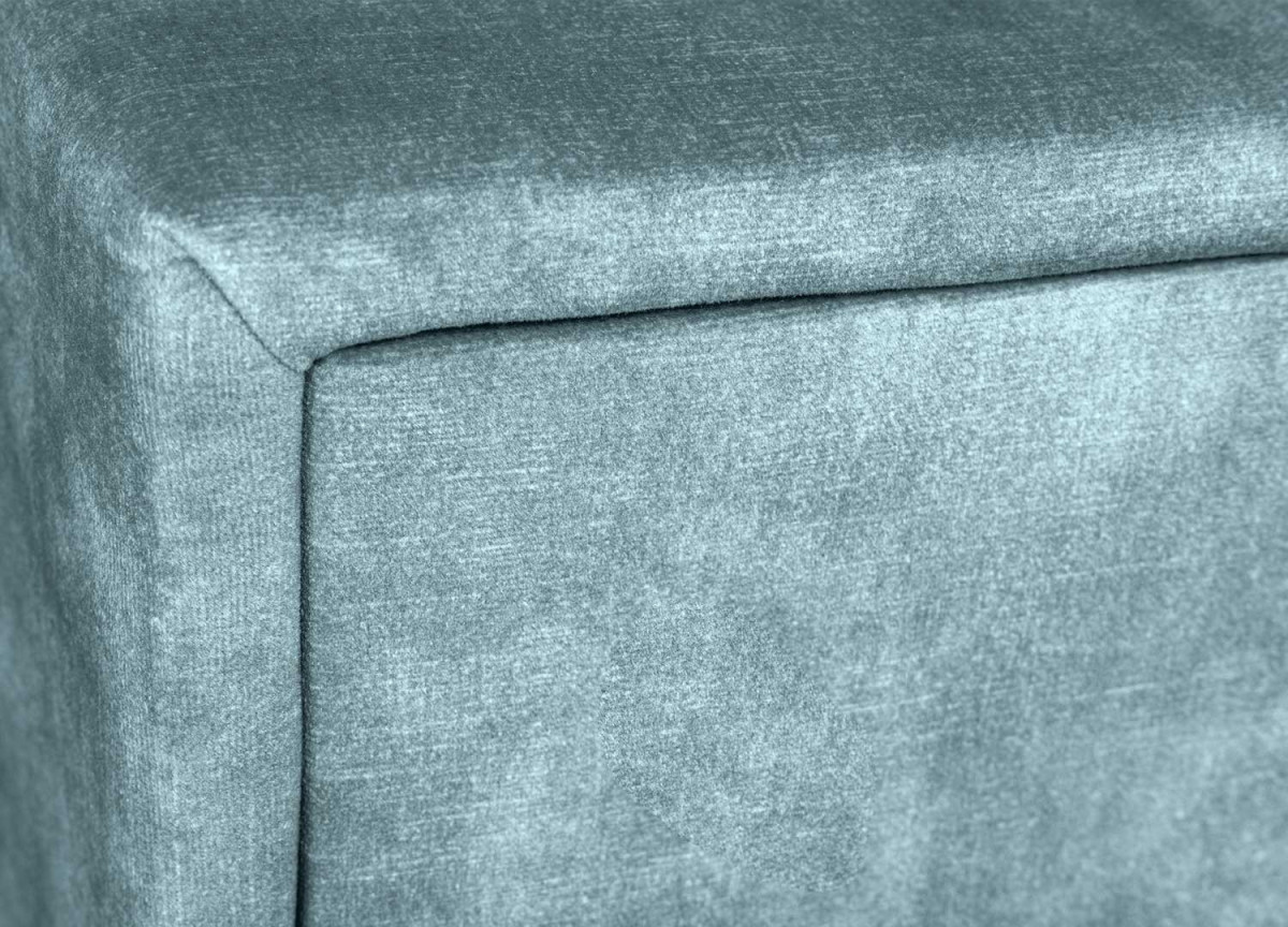 Chevet 2 Tiroirs Velours Bleu Pétrole - Métal Noir