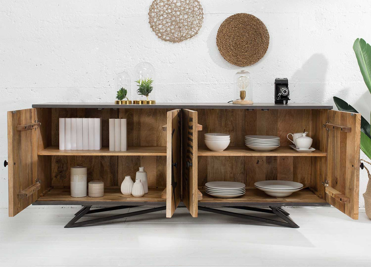 Buffet contemporain en bois 4 portes
