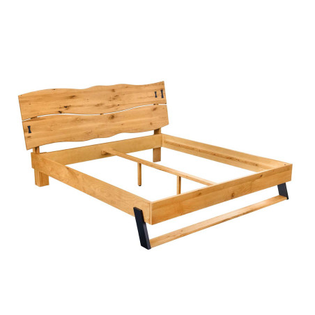 Lit 2 places bois massif et placage de bois