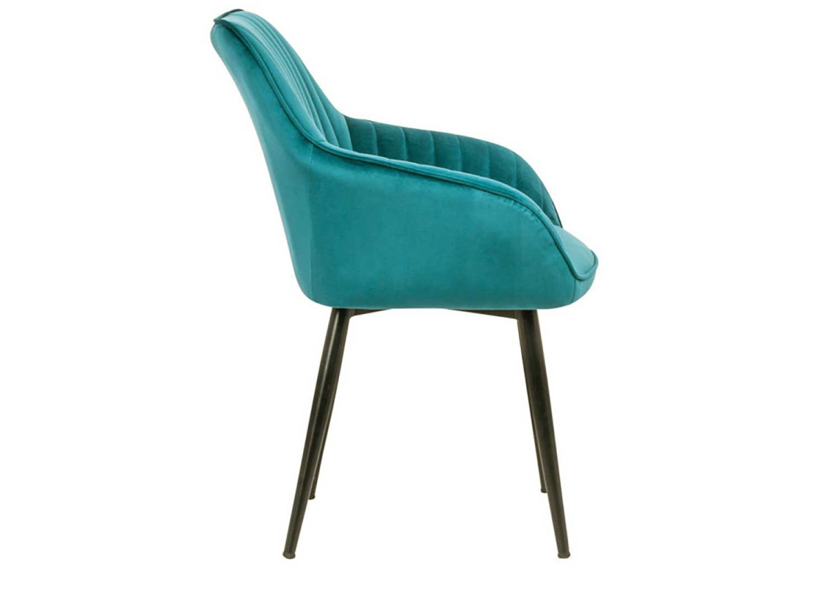 Chaises en velours turquoise avec accoudoir