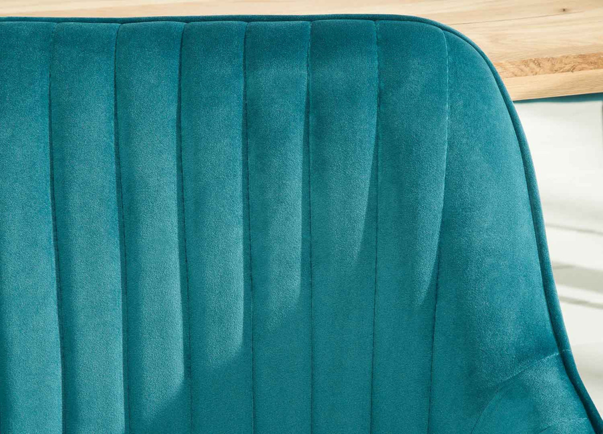 Chaises en velours turquoise avec accoudoir