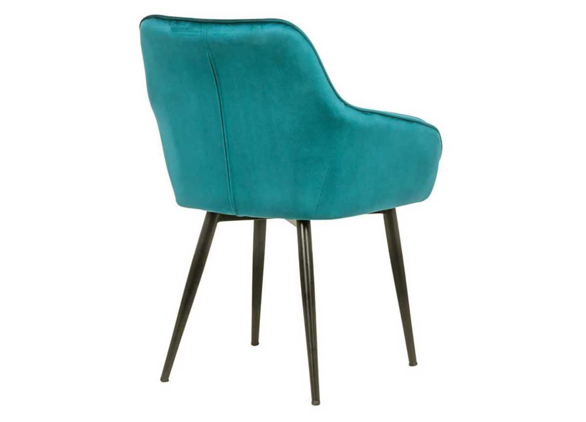 Chaises en velours turquoise avec accoudoir