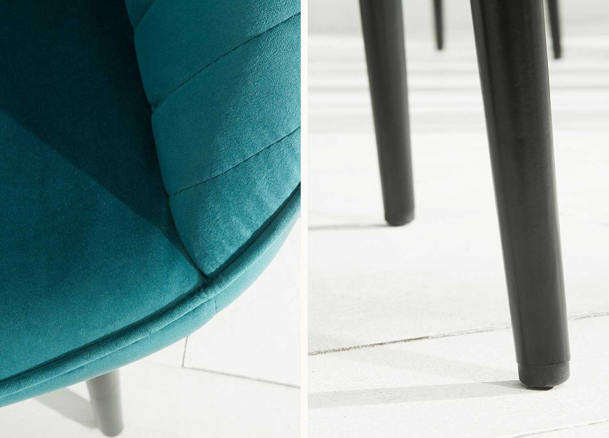 Chaises en velours turquoise avec accoudoir