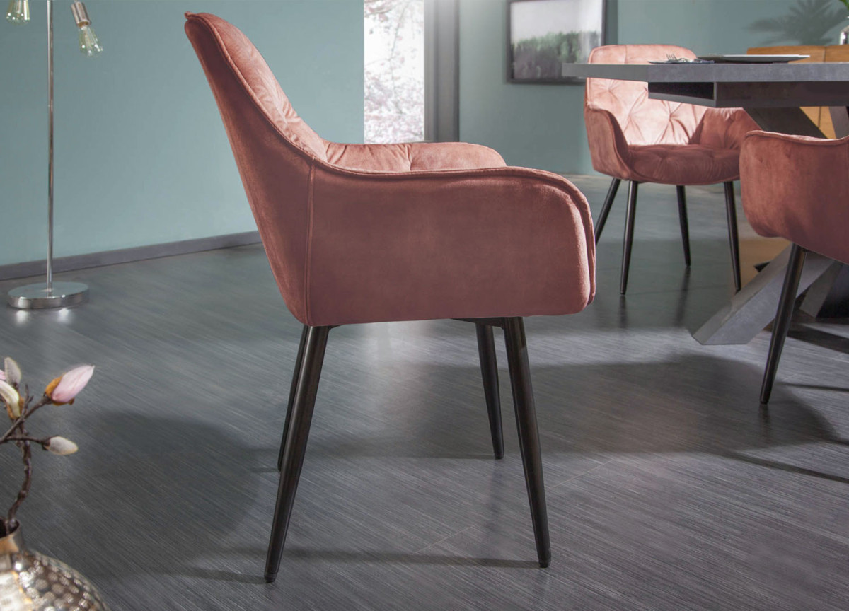 Fauteuils en velours marron et métal noir