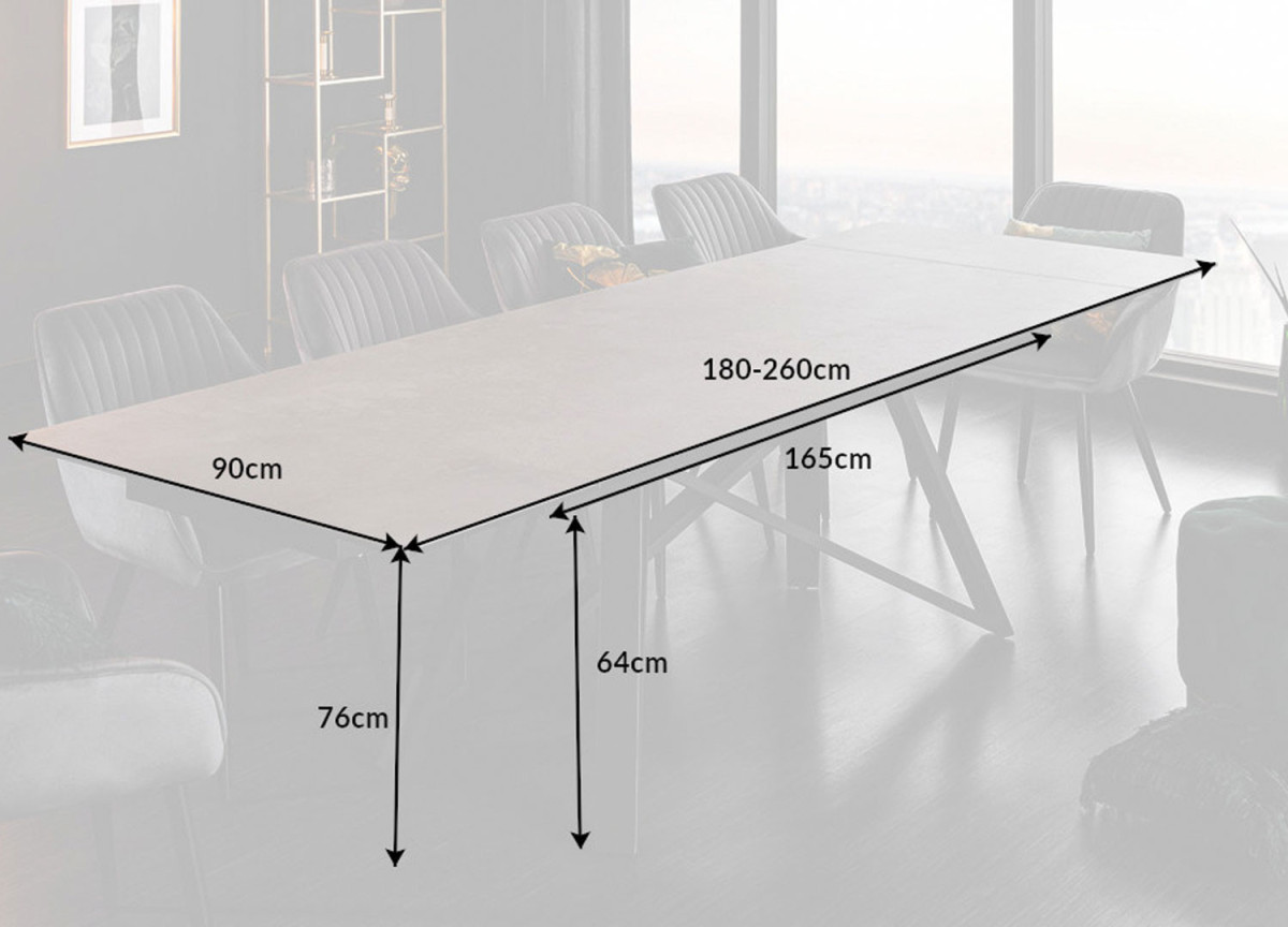 Table à manger extensible en céramique 180-260 cm