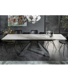 Table extensible en céramique couleur marbre blanc