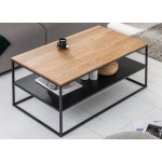 Table basse rectangulaire bois et métal style industriel 95x55 cm
