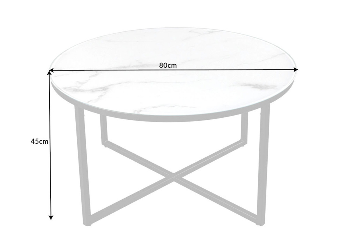 Table basses ronde en verre et métal 80 cm