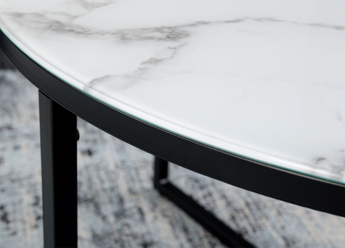 Table basses ronde en verre et métal 80 cm