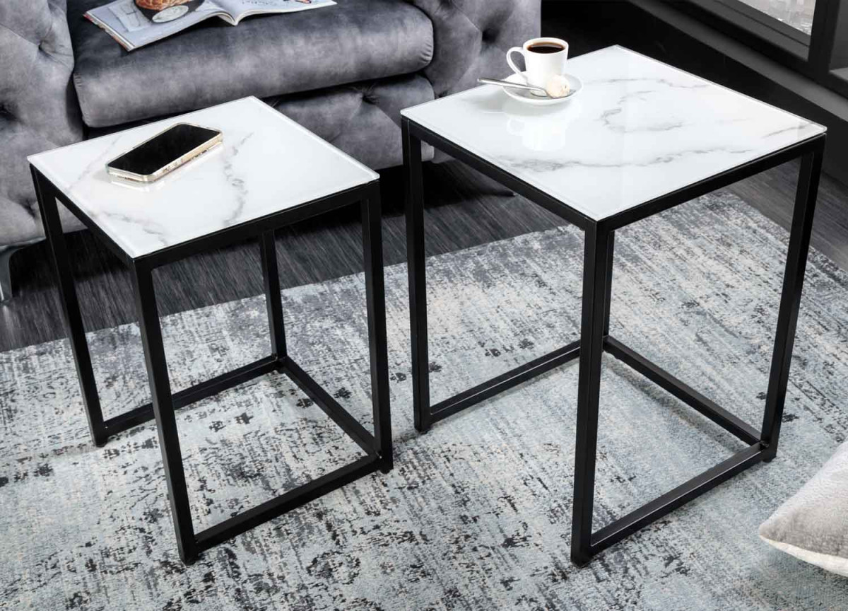 Lot de 2 tables d'appoint modernes