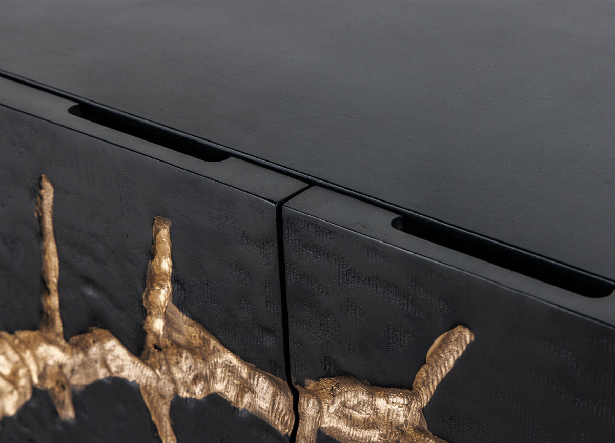 Buffet 2 Portes Design Noir et Doré