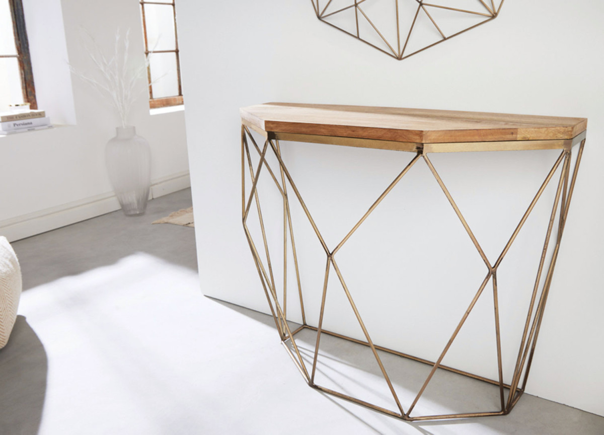 Console 90 cm manguier et laiton