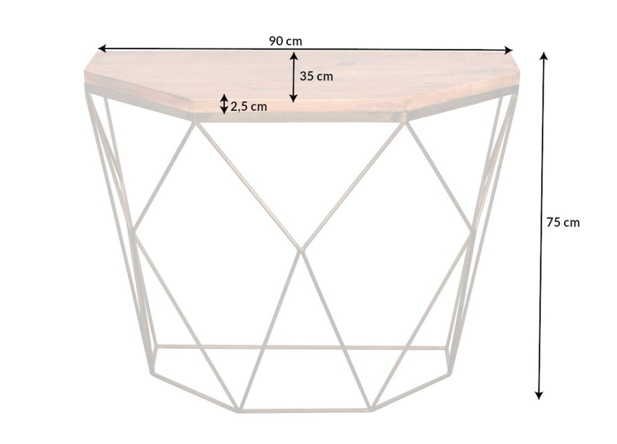 Console 90 cm manguier et laiton