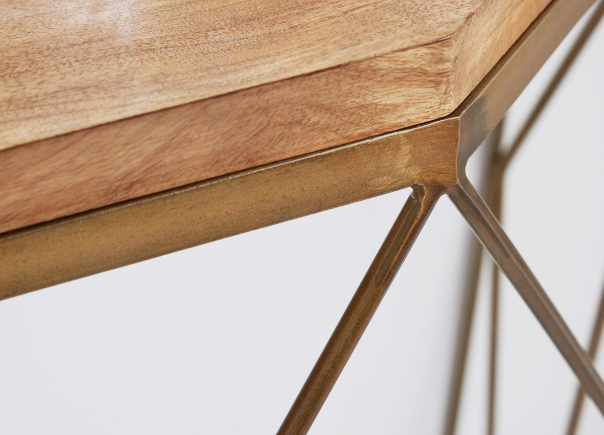 Console 90 cm manguier et laiton