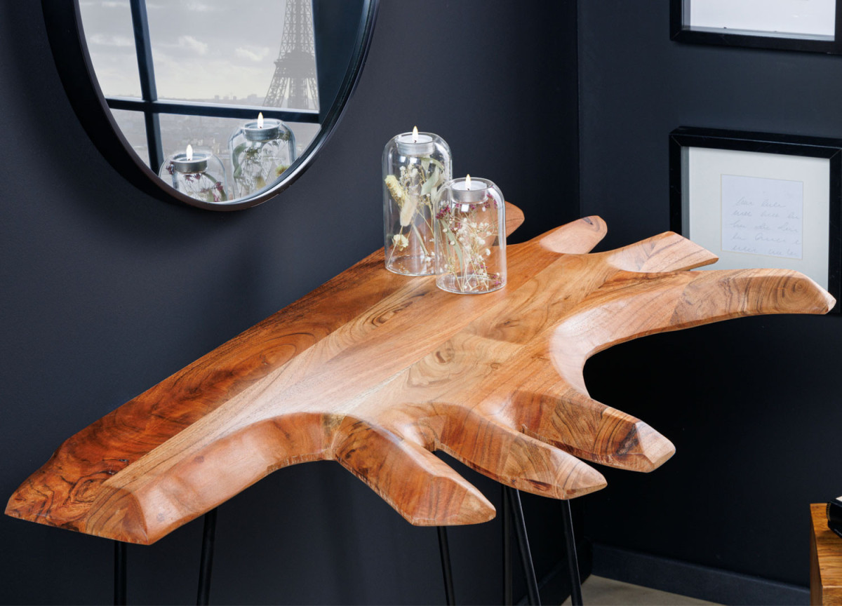 Console 105 cm plateau bordure d'arbre