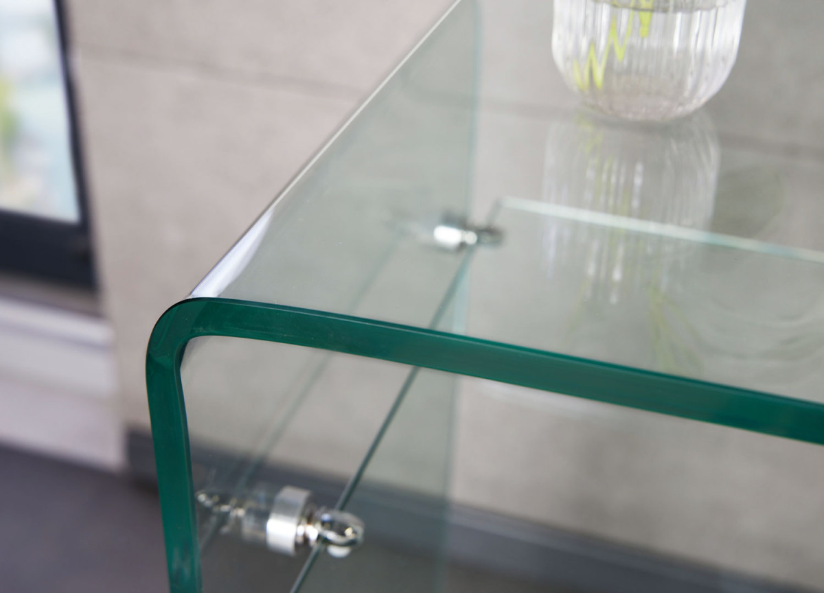 Console verre trempé avec une étagère 100 cm