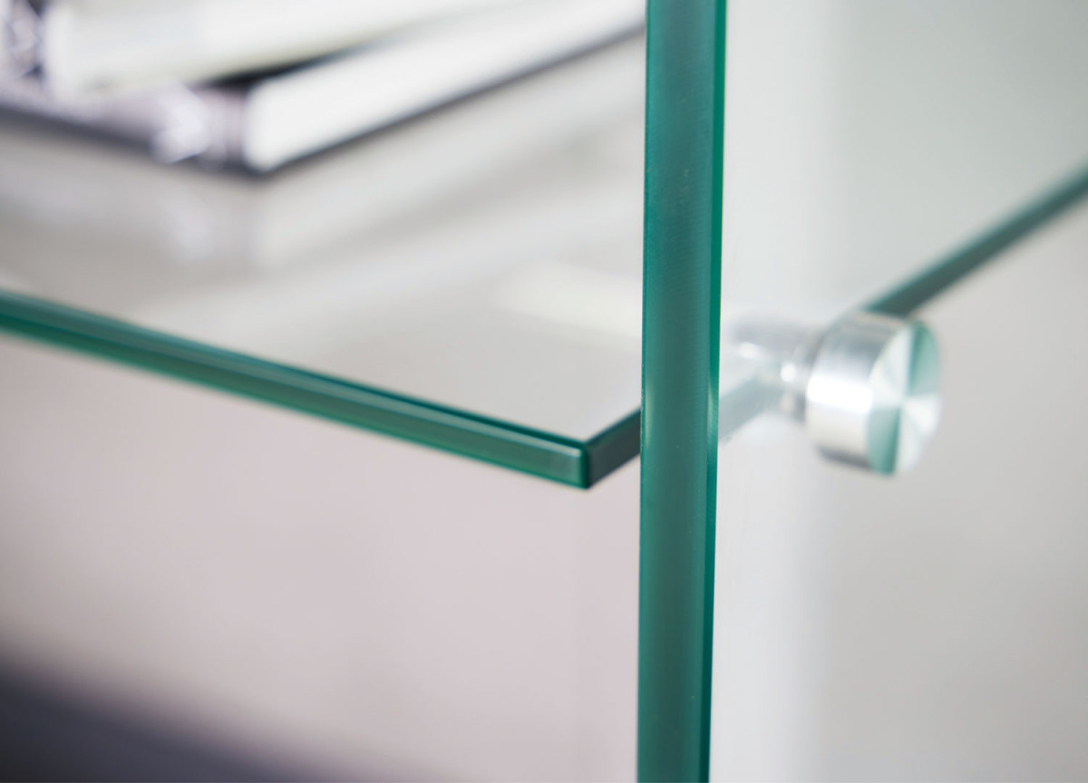 Console verre trempé avec une étagère 100 cm