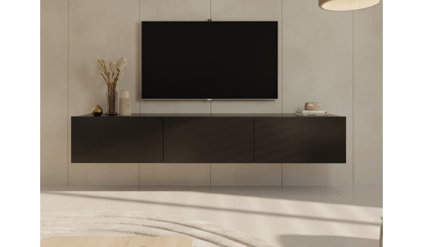 Meuble TV suspendu noir 180 cm