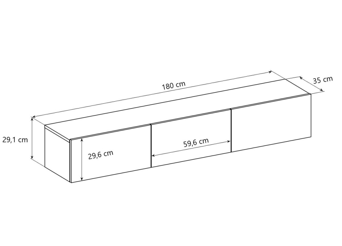 Meuble TV suspendu noir 180 cm