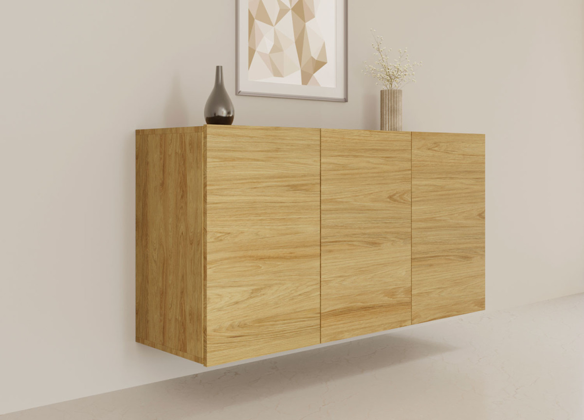 Buffet 3 portes suspendu bois hickory