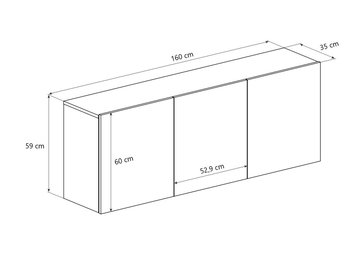 Buffet 3 portes suspendu bois hickory