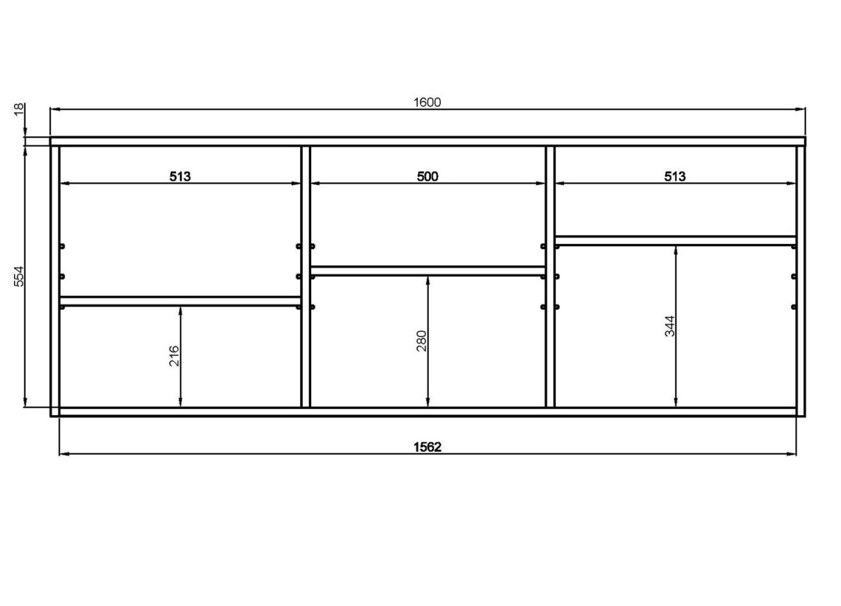 Buffet 3 portes suspendu bois hickory