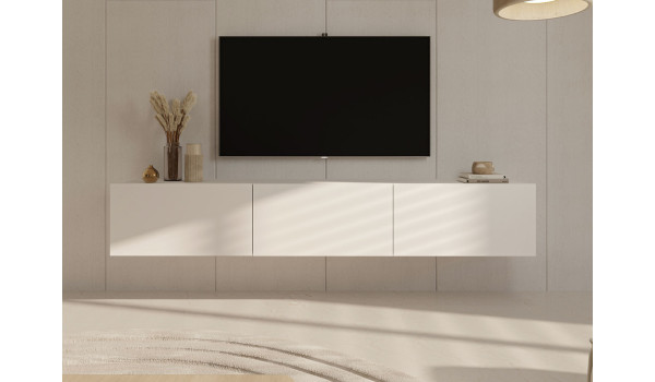 Meuble TV suspendu blanc 180 cm