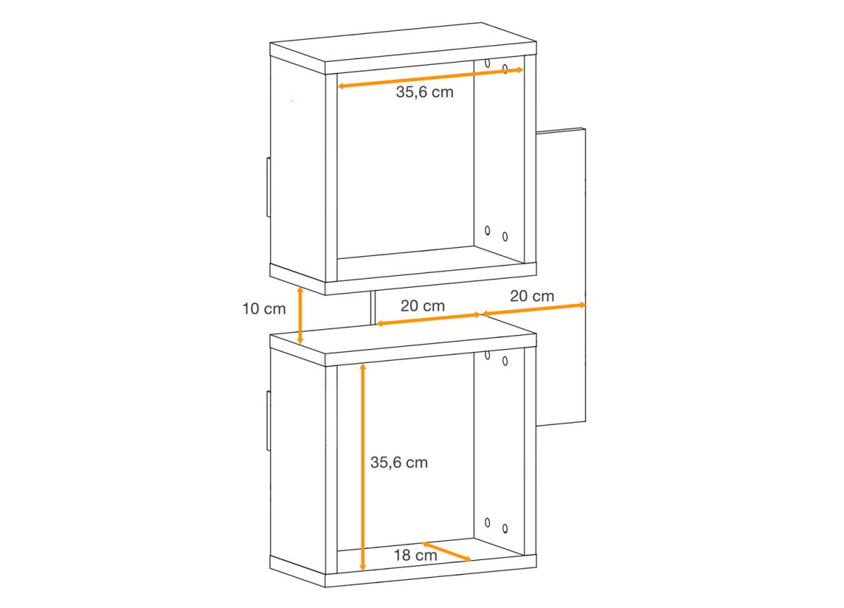 Meubles de couloir suspendus bois et noir