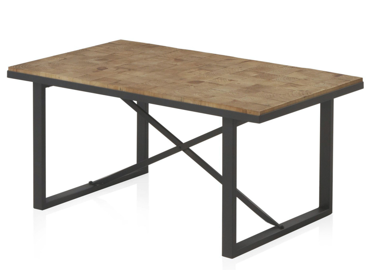 Table basse rustique industrielle bois et métal