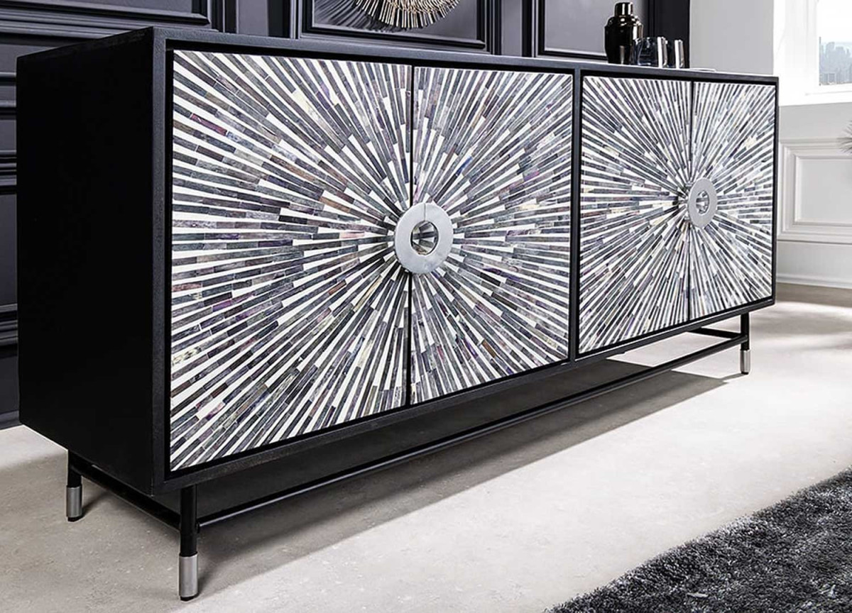 Buffet contemporain noir et argenté