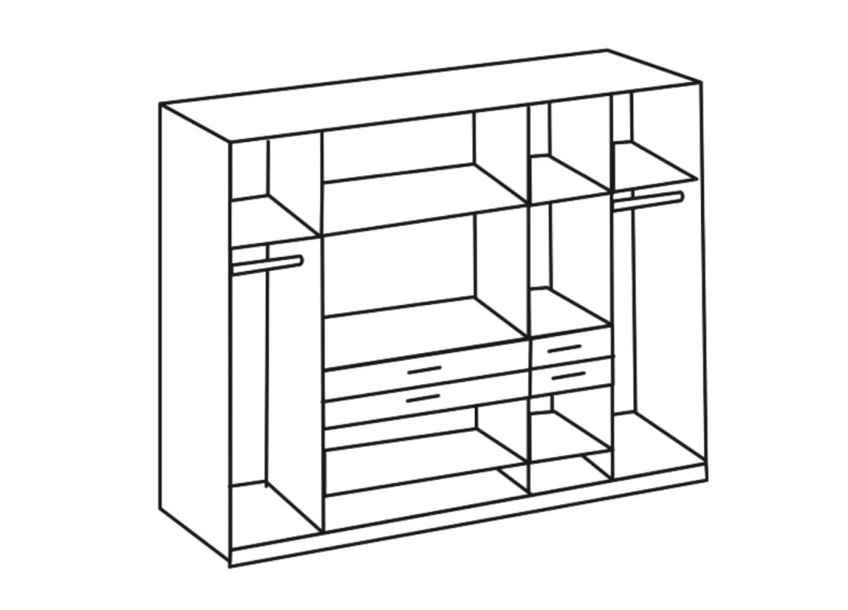 Armoire 225 cm avec miroirs et tiroirs