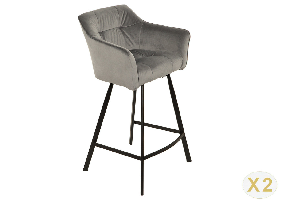 Fauteuils de bar en velours gris