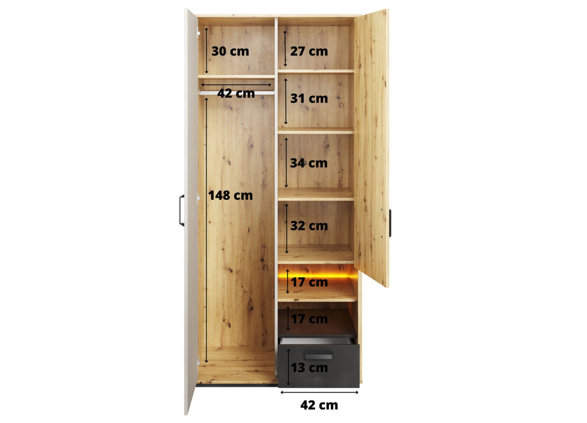Armoire penderie avec led pour ado