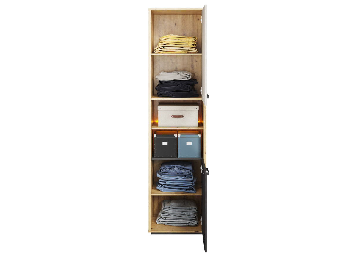 Colonne rangement chambre enfant bois et gris