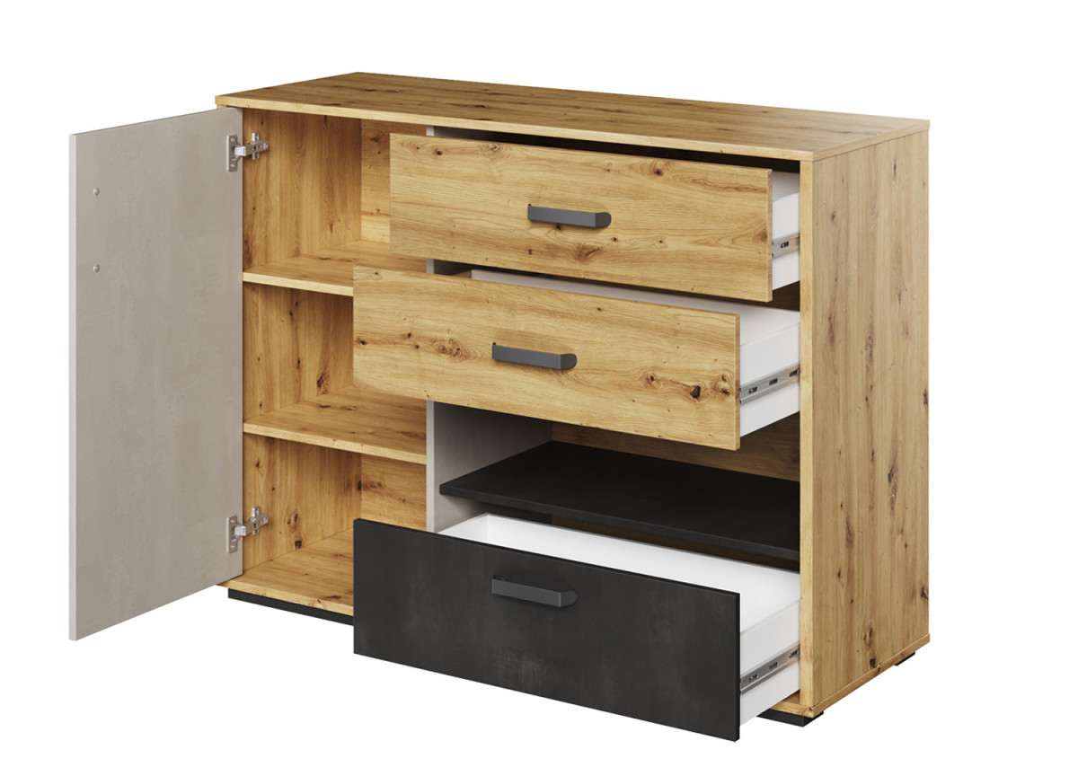 Commode chambre ado bois et gris