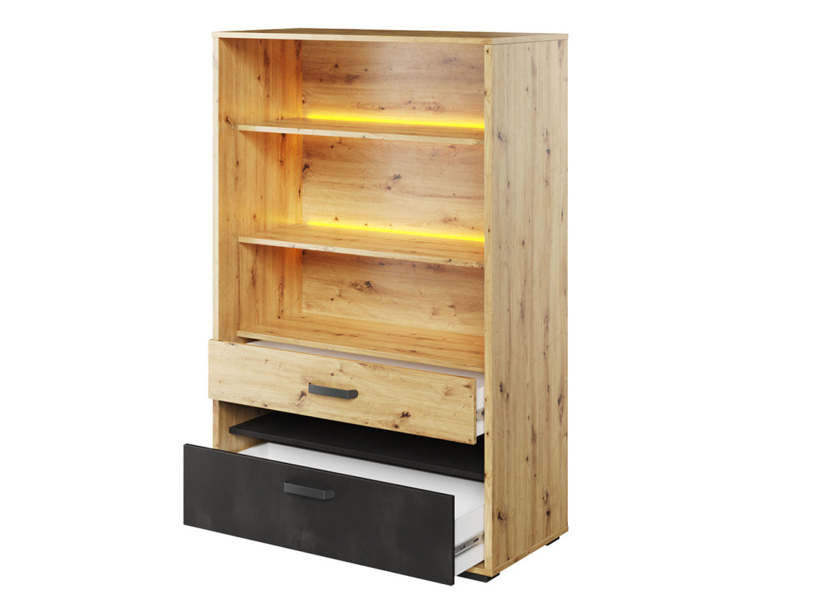 Bibliothèque industrielle avec led chambre ado