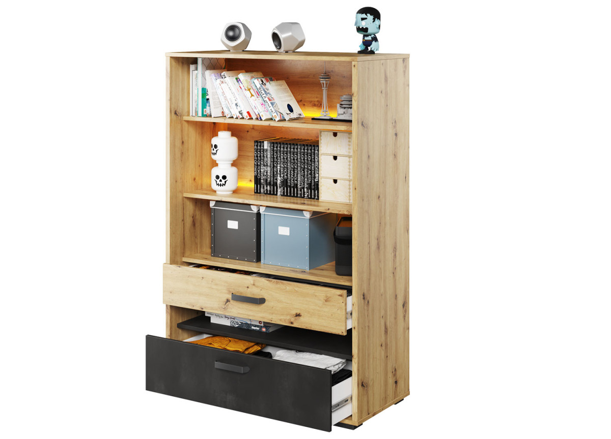 Bibliothèque industrielle avec led chambre ado