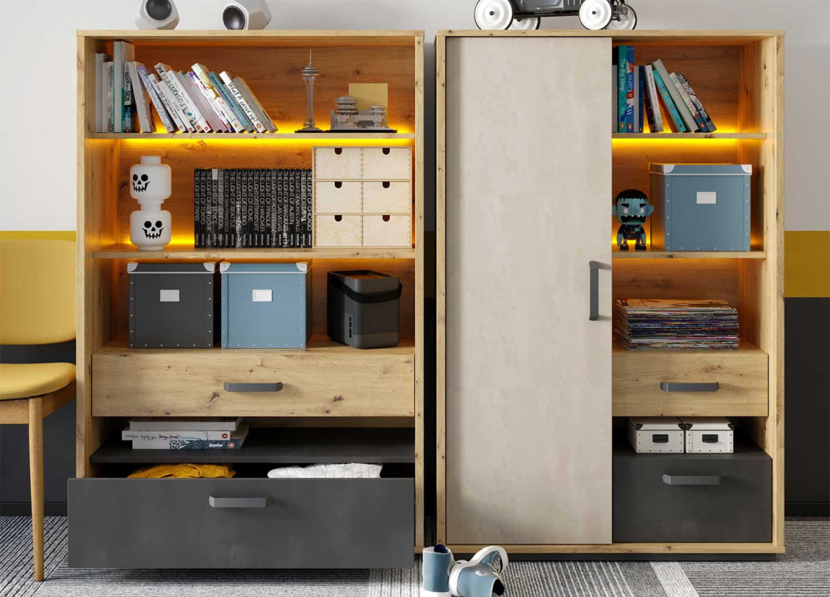 Petite armoire chambre enfant avec led orange