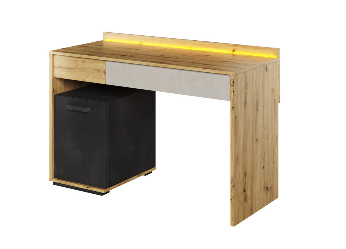 Bureau enfant bois et gris avec éclairage led orange