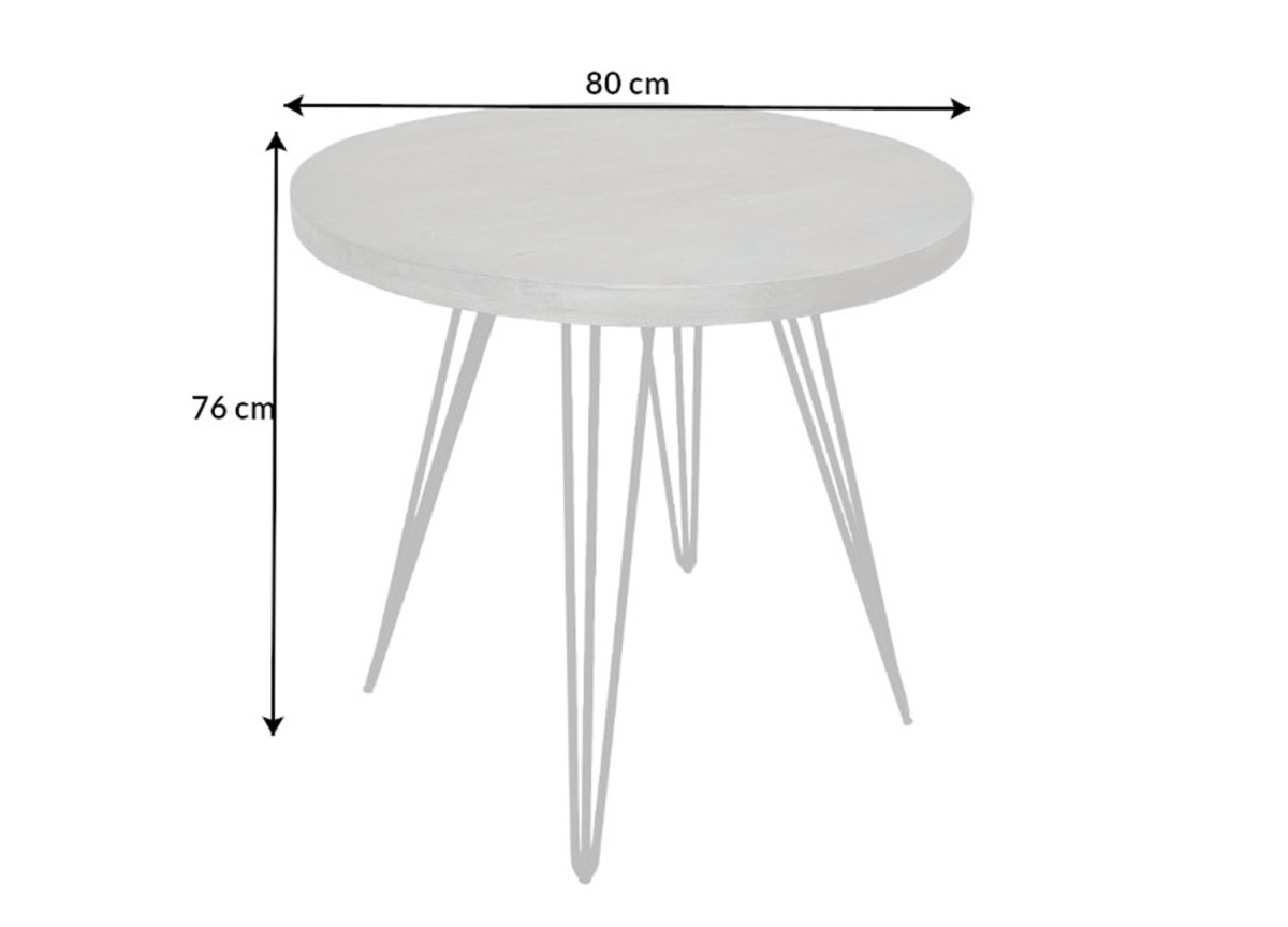 Table ronde en bois massif de manguier grisé