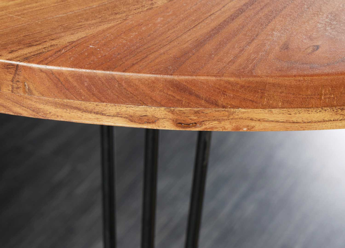 Table de Repas Plateau Rond et Pieds en Épingle