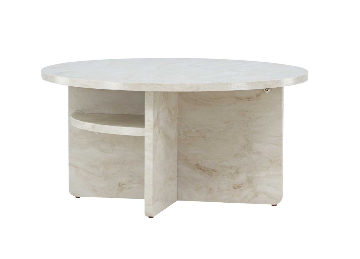 Table basse ronde marbre beige 85x85 cm