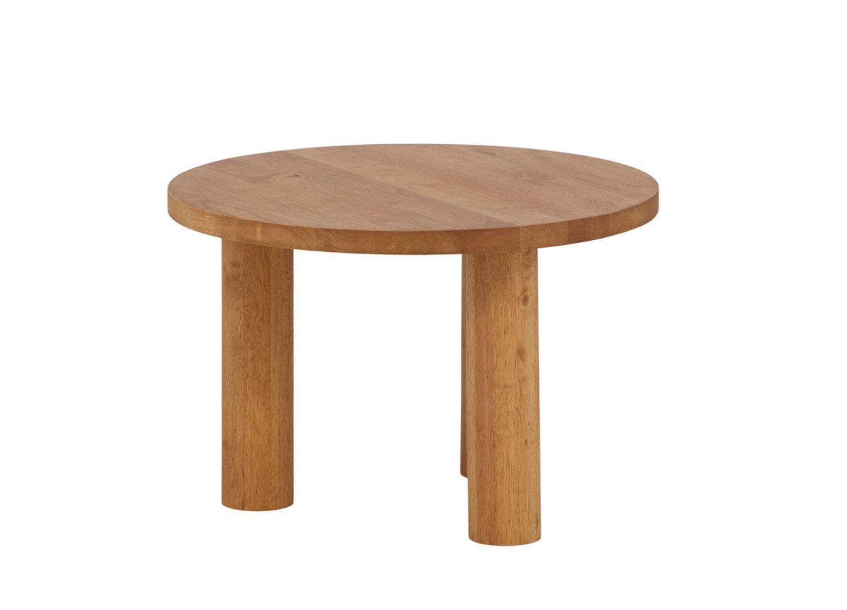 Table basse en bois et 3 pieds en cylindre